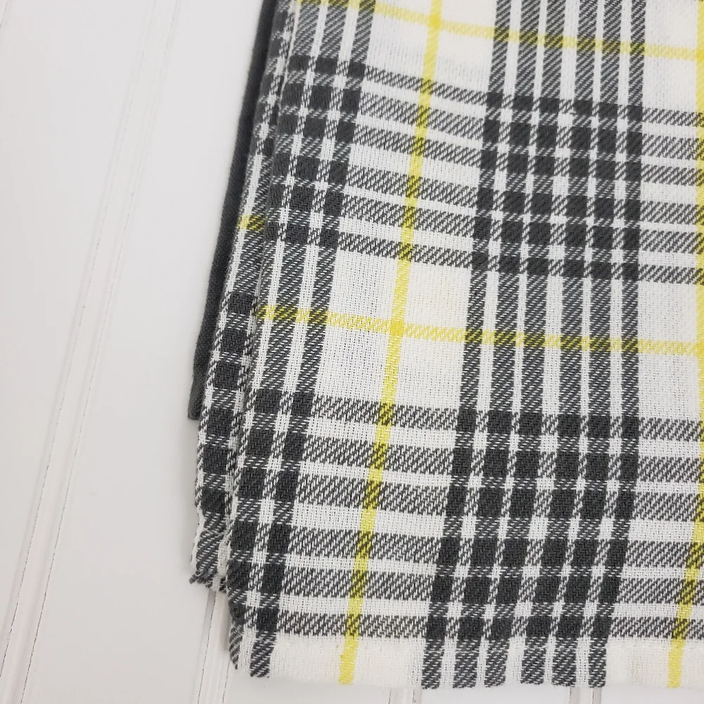 Primitives by Kathy Kitchen Towel Set Cotton County Plaid Gray Yellow NEW